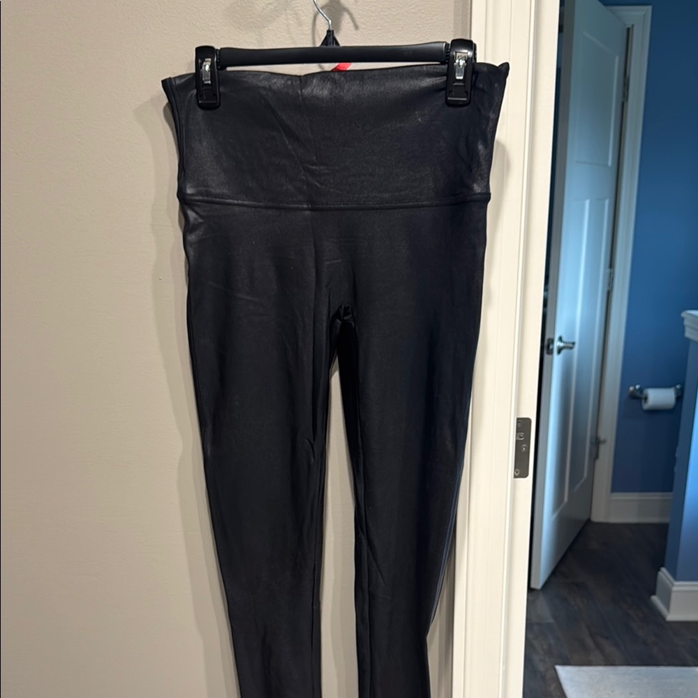 Spanx High-Waisted Black faux leather Leggings - XL